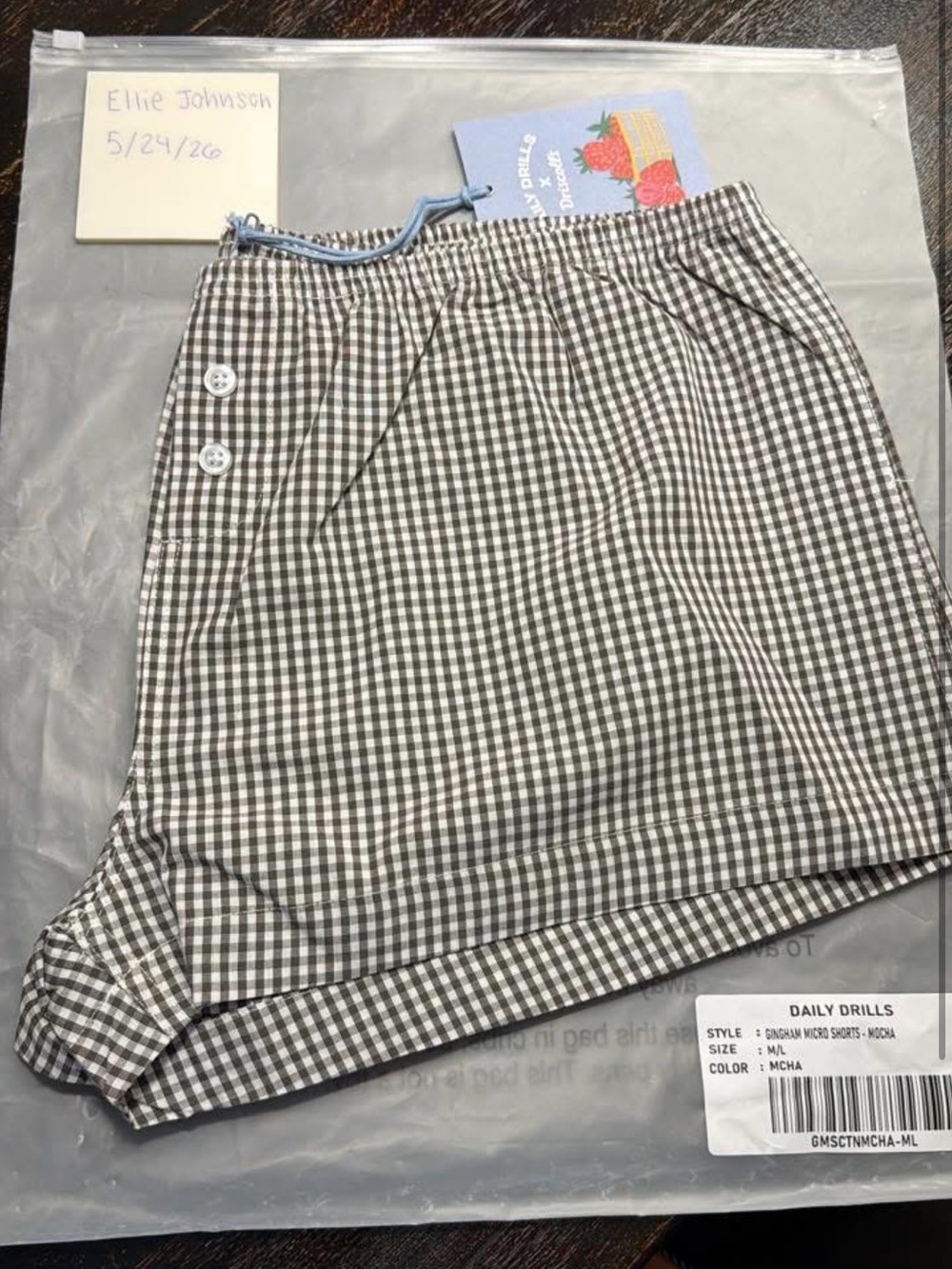 Daily Drills Women’s Mocha Gingham Micro Shorts